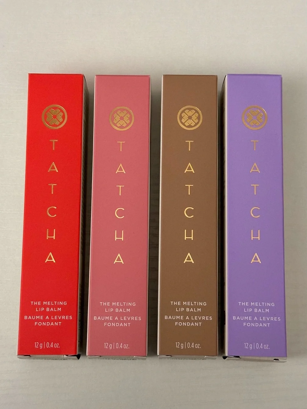 Tatcha Melting Lip Balm Set — Red, Pink, Brown, Purple